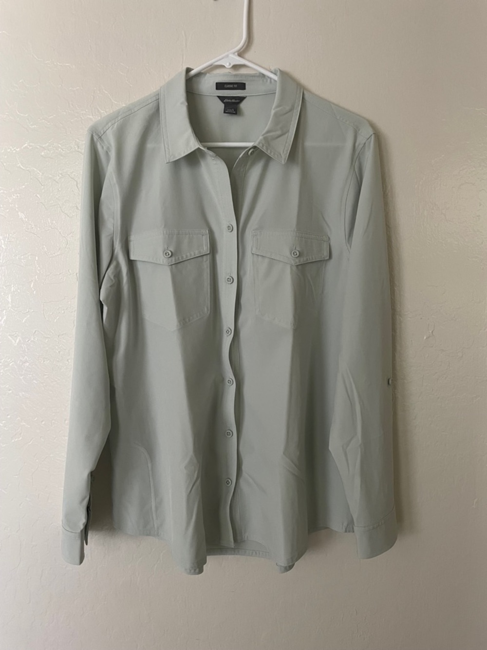 Eddie Bauer Light Sage Green Women's Button-Front Blouse